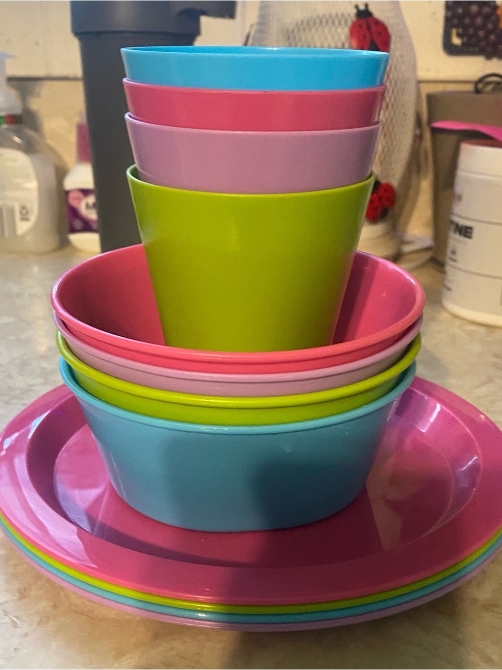 Colorful Plastic Kids Dinnerware Set - Multicolor
